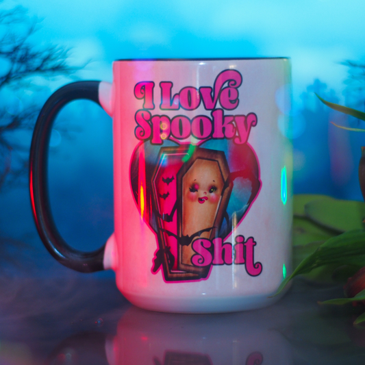 I Love Spooky Shit Mug Deluxe 15oz. (Black + White)